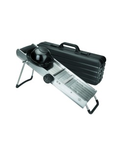 Mandolina inoxidable con protector cuchillas revolver
