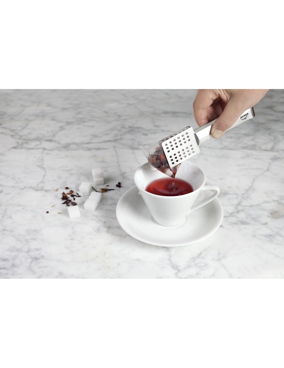 Taza Porcelana Gris para Infusiones o Té (0.35 L) , Filtro y Tapa