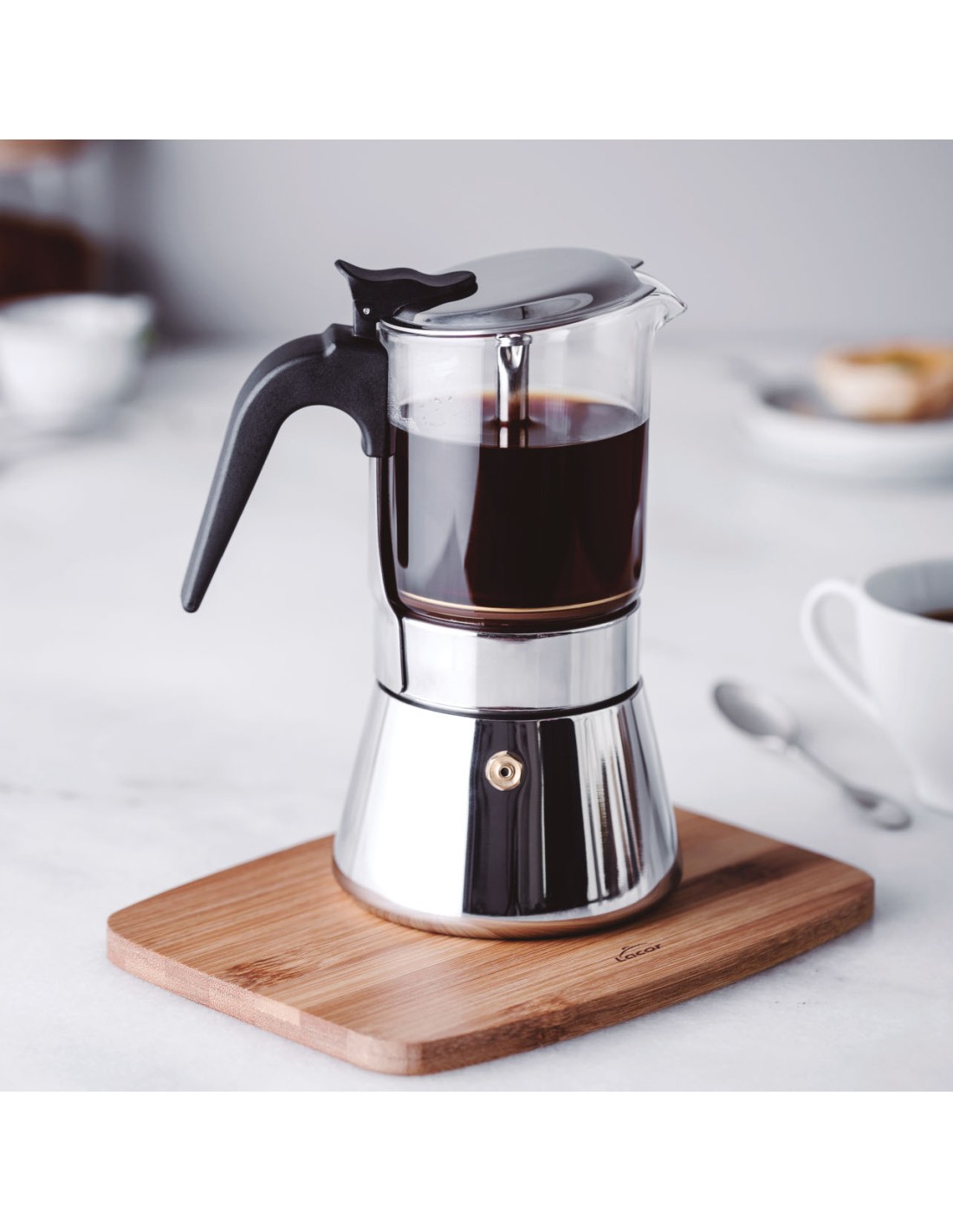 Cafeteras Máquina de café de acero inoxidable, cafetera eléctrica Moka,  cafetera eléctrica de 12 tazas, cafetera eléctrica de 1.8 L, cafetera con