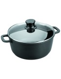 Cacerola aluminio fundido redonda con tapa de cristal forte